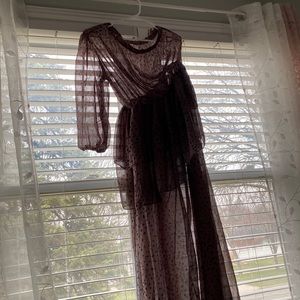 Polka dot one shoulder drill dress